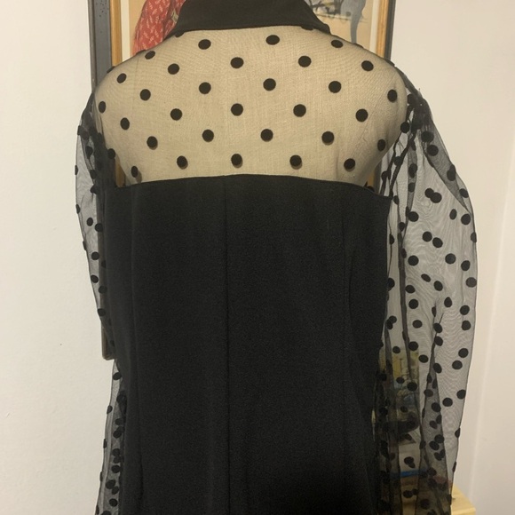 Shein Curve Black Dress Sheer Polka Dot Sleeves - Picture 14 of 14